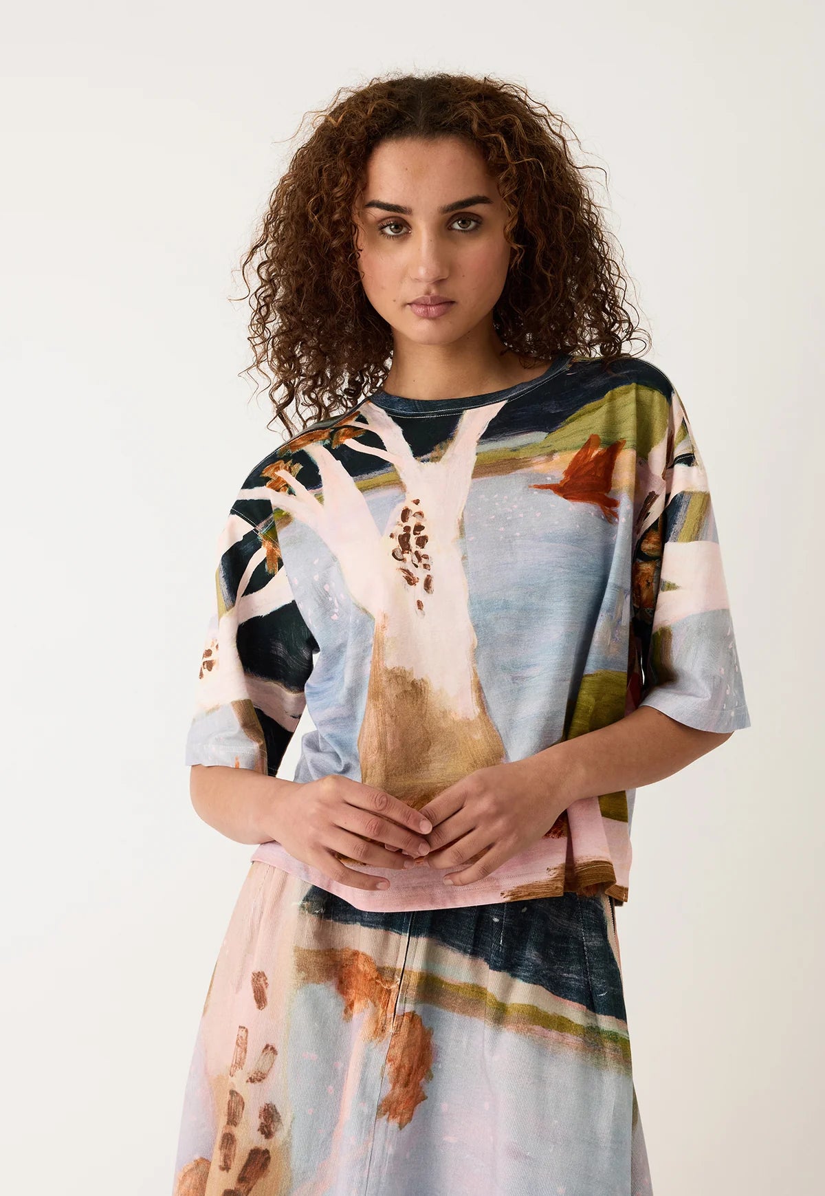 Nancybird art print Tasmin box tee tshirt.