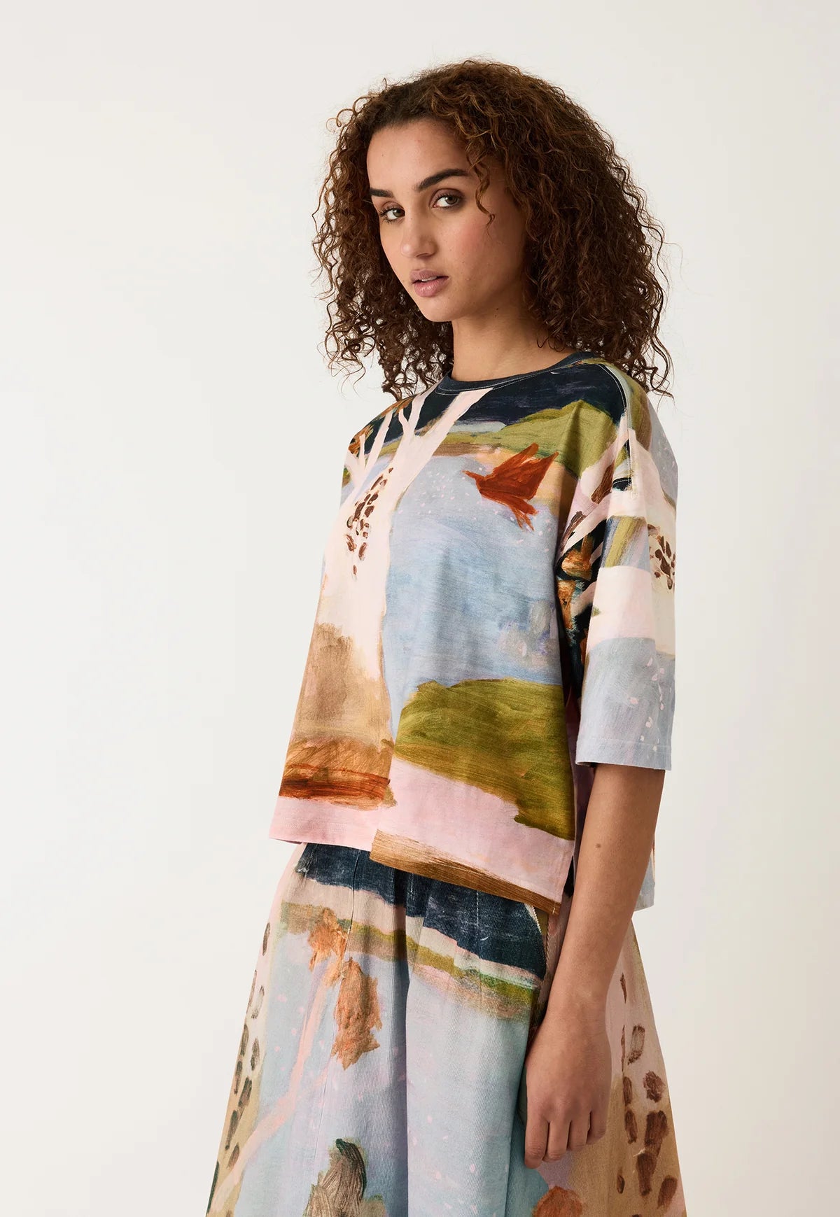 Nancybird art print Tasmin box tee tshirt.