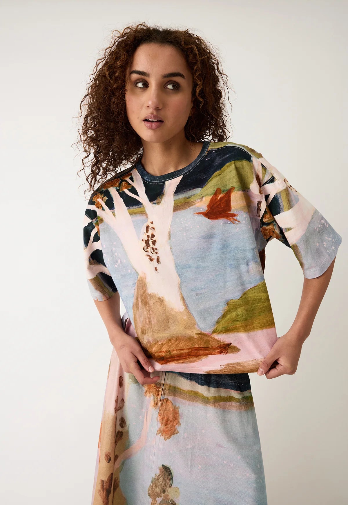 Nancybird art print Tasmin box tee tshirt.