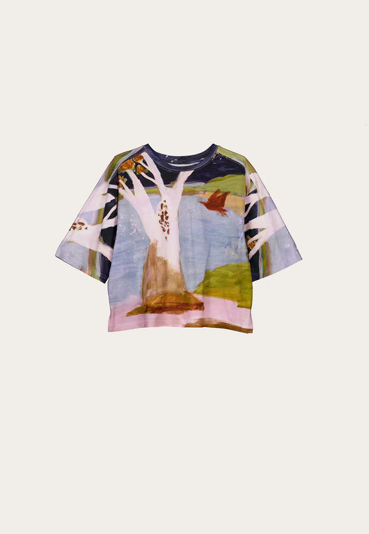 Nancybird art print Tasmin box tee tshirt.