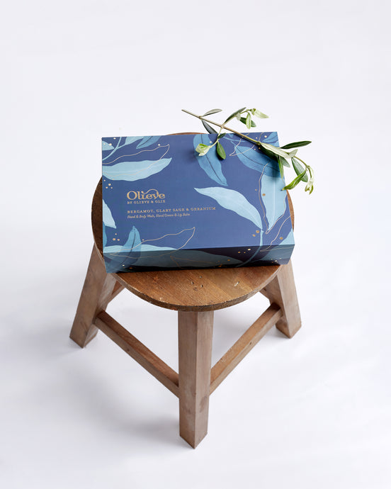 Olieve and Olie Christmas box set hand wash hand cream and lip balm.