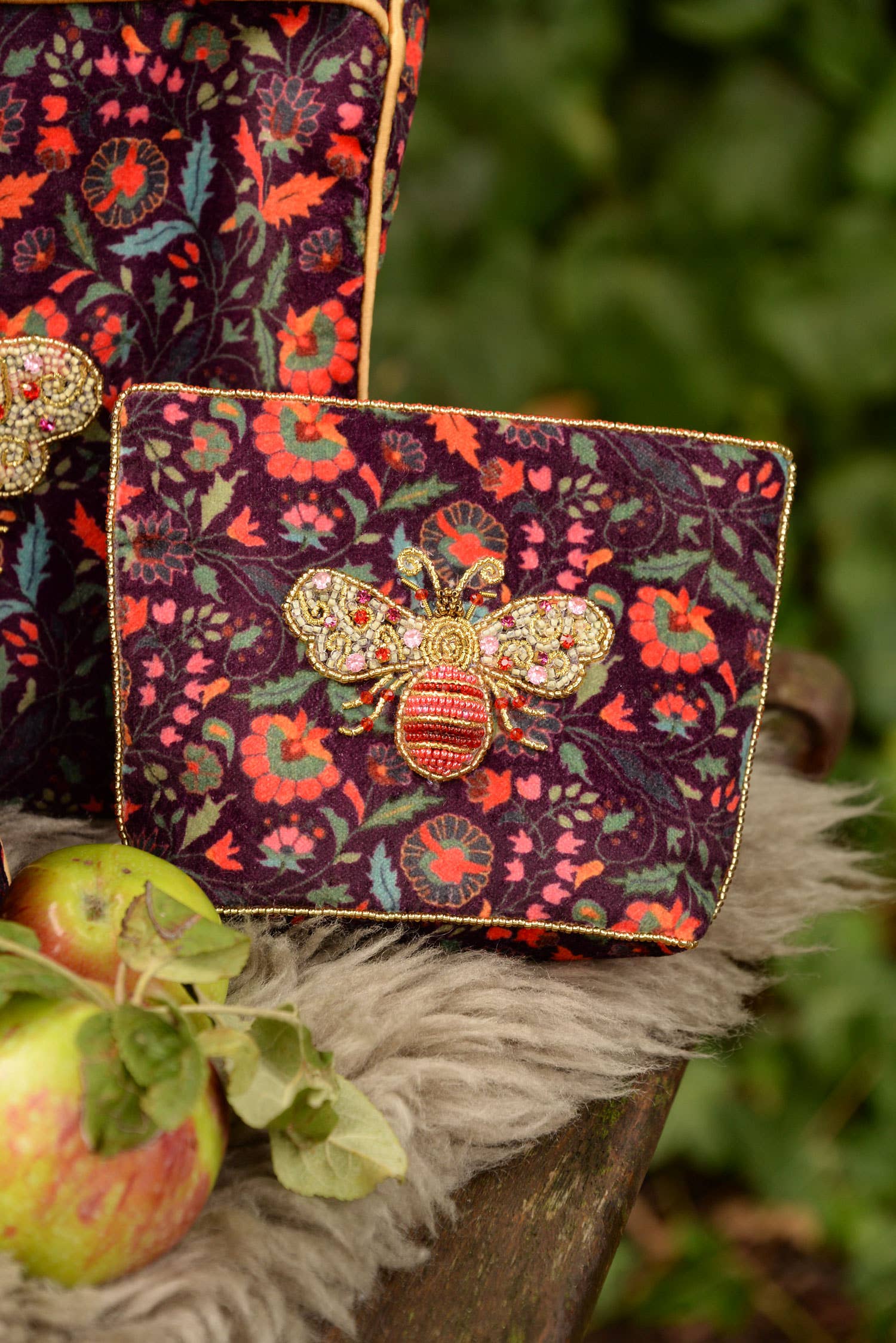 My Doris Autumn bee handbeaded small pouch.