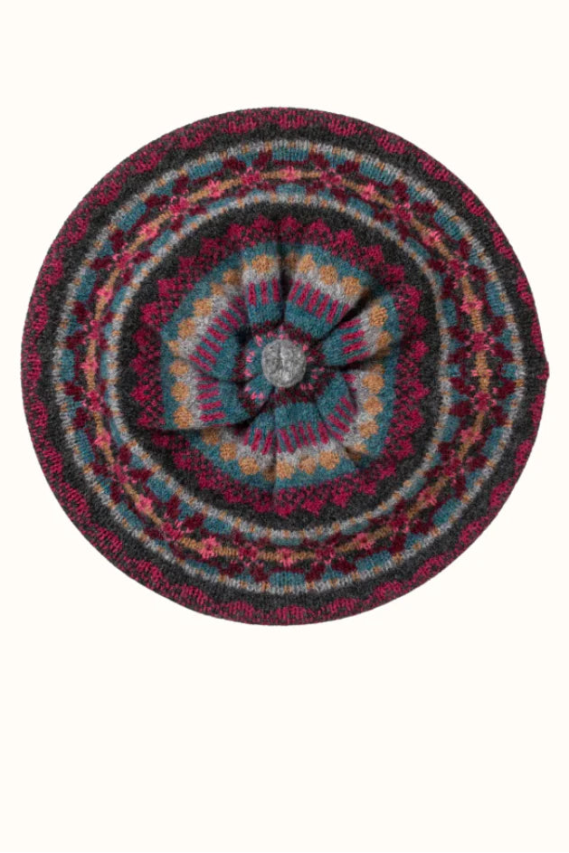Eribe Alloa fairisle beret in Velvet.