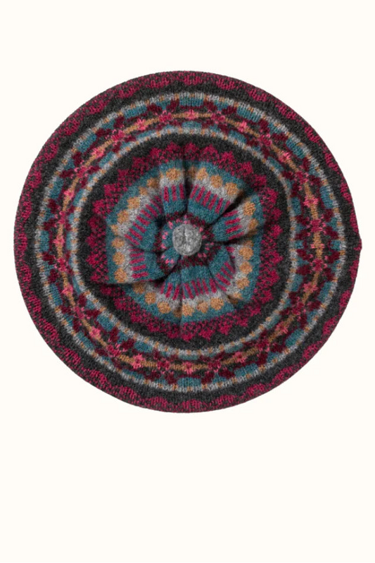 Eribe Alloa fairisle beret in Velvet.