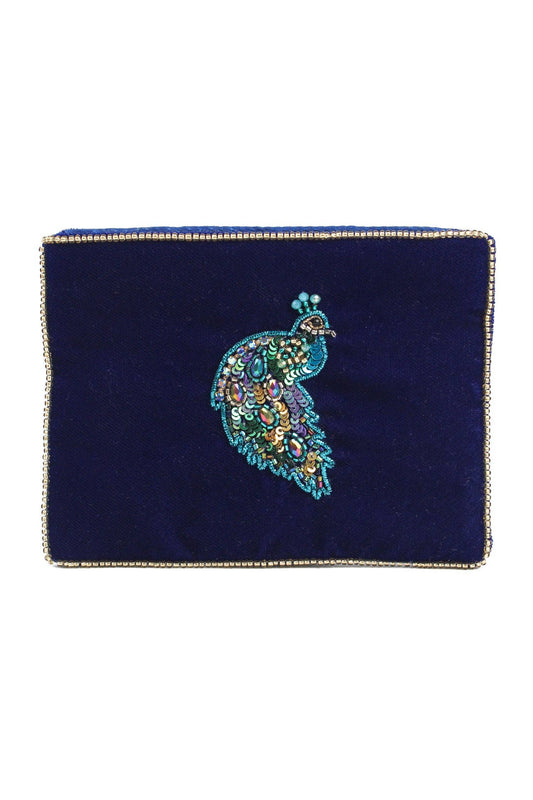My Doris blue peacock velvet beaded pouch.
