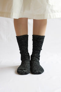 Nishiguchi Kutsushita Boston cotton and hemp socks in black