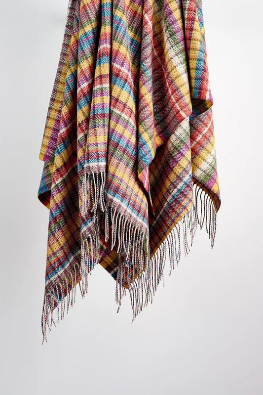 Avoca Century Donegal wool throw multicoloured check.