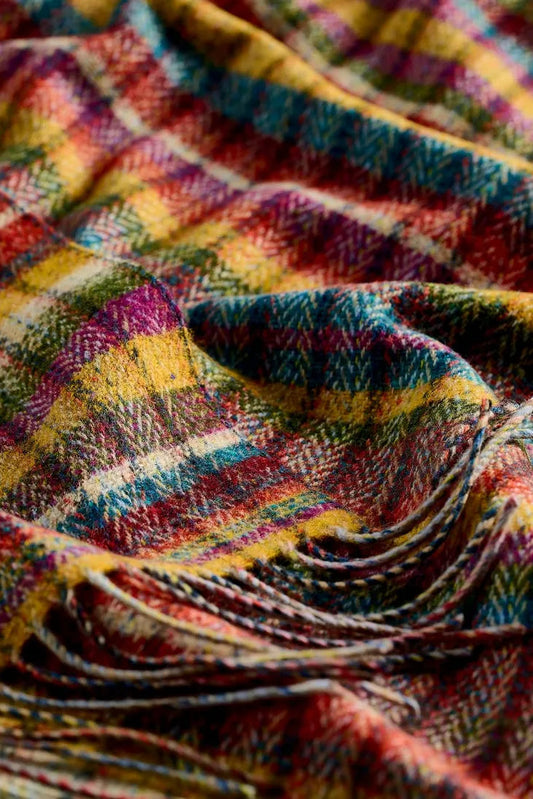 Avoca Century Donegal wool throw multicoloured check.