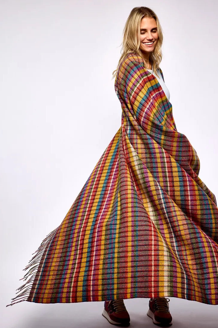 Avoca Century Donegal wool throw multicoloured check.