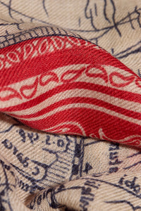 Inoui Editions Mappemonde wool carre in red.