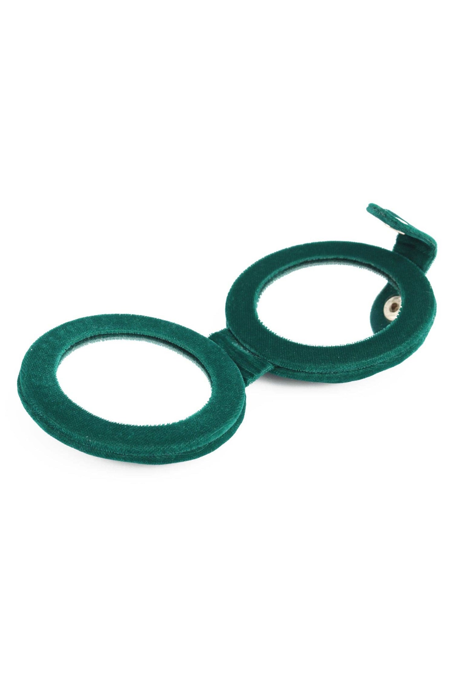 My Doris hand beaded cherry green velvet compact mirror.