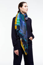 Load image into Gallery viewer, Ma Poesie Ewe scarf  in pure wool, in brown green check design.