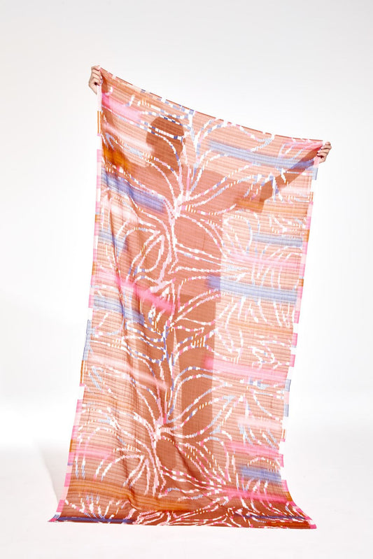 Ma Poesie Ivy cotton waffle weave scarf in tan.