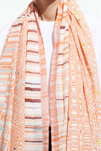 Load image into Gallery viewer, Mapoesie Mue fine cotton scarf in orange.