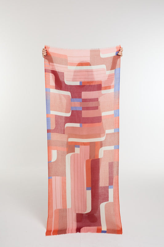 Ma Poesie fine wool Petra scarf in pink.

