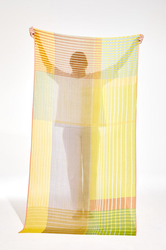 Ma Poesie Vibrant fine cotton scarf in citrine.