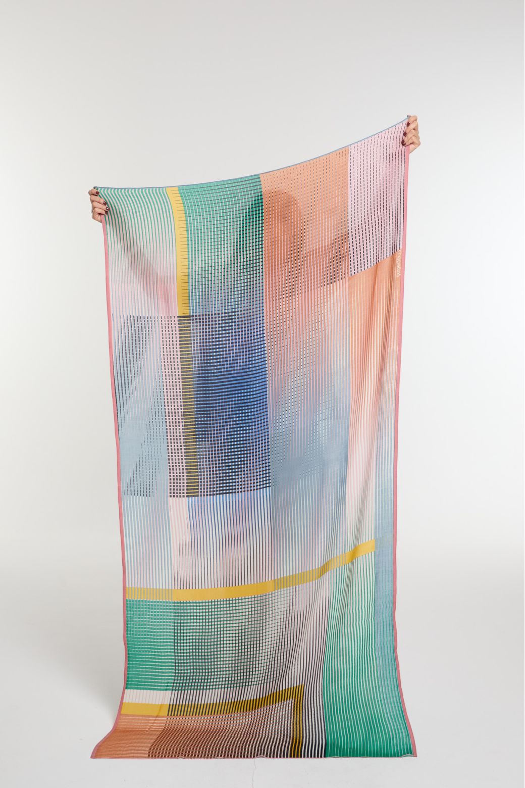 Ma Poesie Vibrant fine wool scarf in multico multicoloured stripes.