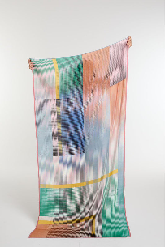 Ma Poesie Vibrant fine wool scarf in multico multicoloured stripes.