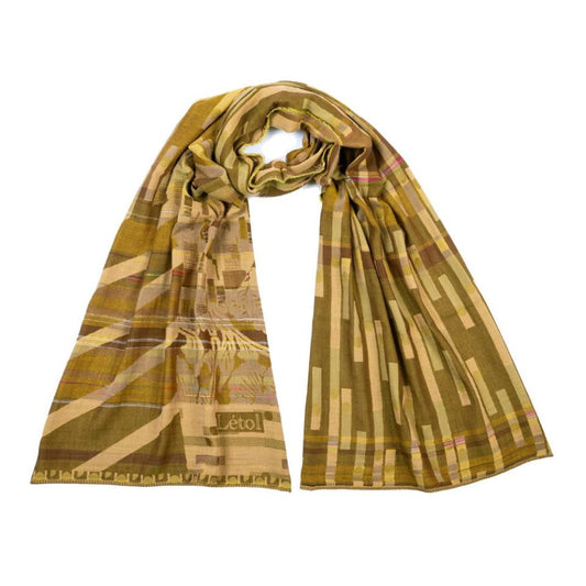 Letol organic cotton scarf Nicolas citrine abstract geometric design.