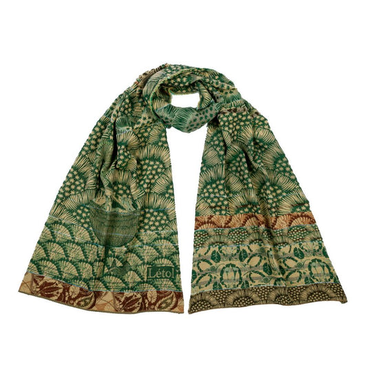 Letol organic cotton jacquard scarf Hugues in perrier green.