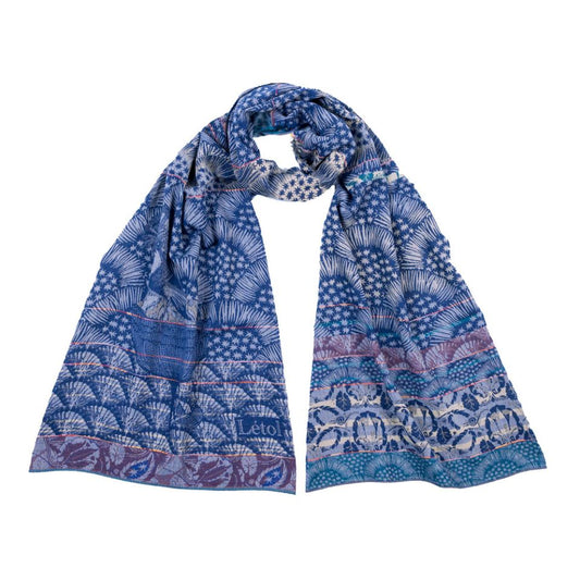 Letol organic cotton jacquard scarf Hugues in astral blue.
