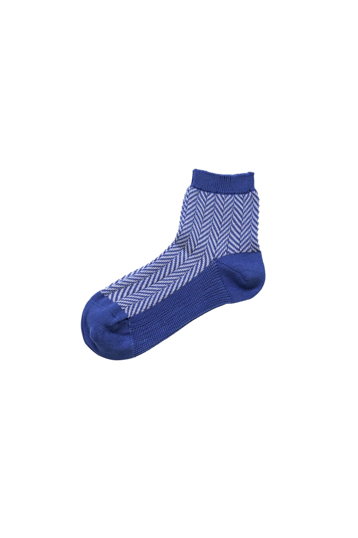Memeri Giza cotton herringbone ankle socks in seasonal 26 colour summer ocean, bright blue.