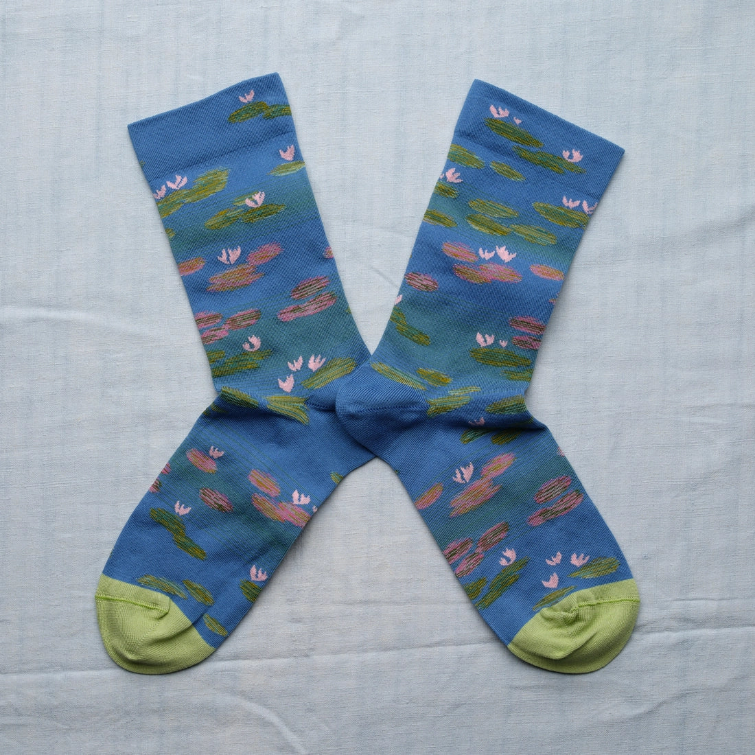 Bonne Maison socks - Monet's blue waterlilies