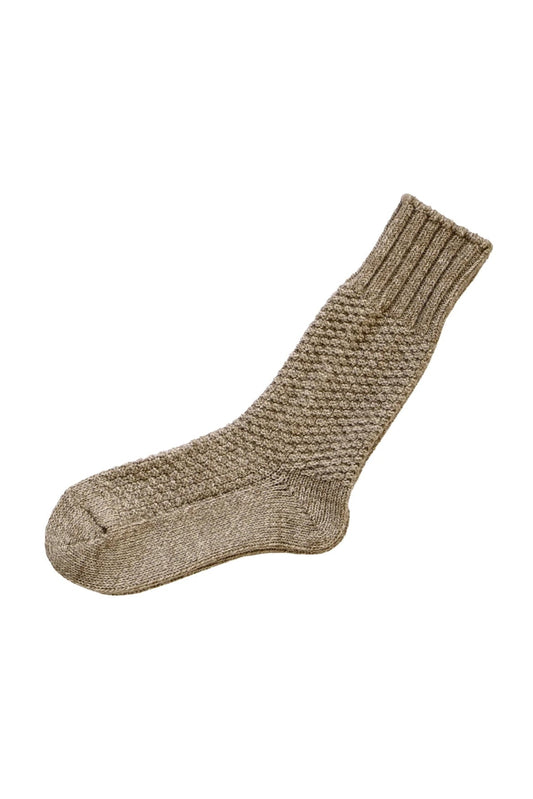 NIshiguchi Kutsushita wool cotton Boston boot socks in beige Beach stone.
