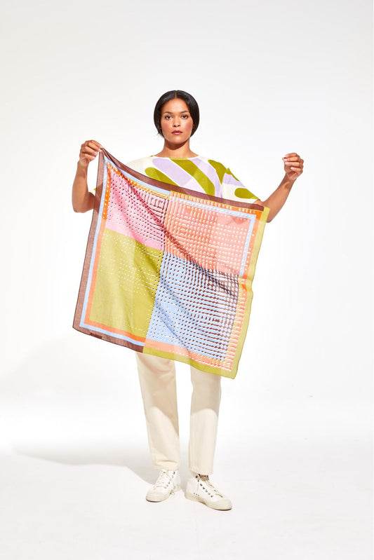 Ma Poesie small square bandana scarf Panache in khaki.