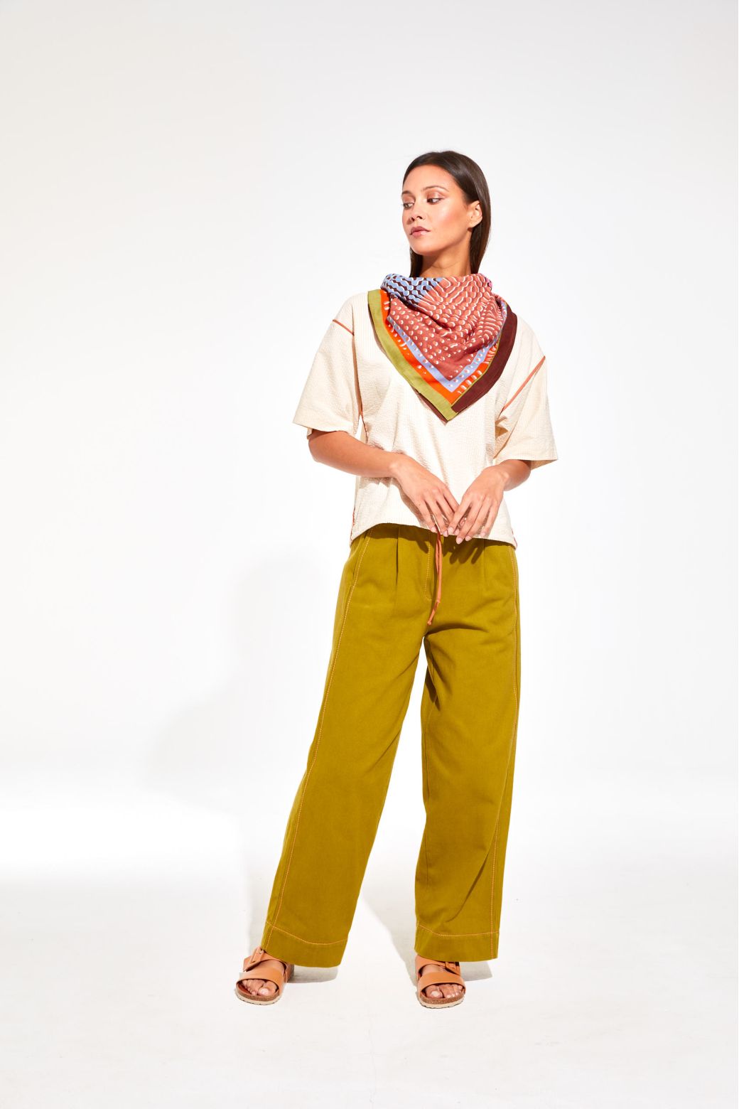 Ma Poésie Panache scarf - khaki