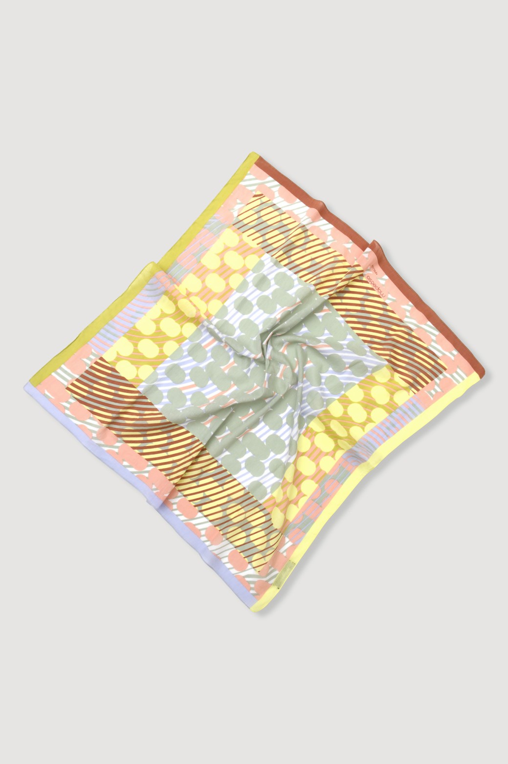 Mapoesie French cotton bandanna square scarf pastel shades in spot Pollen design.