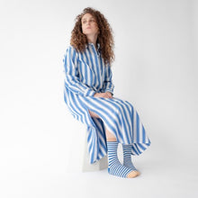 Load image into Gallery viewer, Bonne Maison cobalt stripe cotton socks.