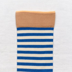 Bonne Maison cobalt stripe cotton socks.