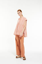 Load image into Gallery viewer, Ma Poesie striped Adele button up short sleeved shirt.