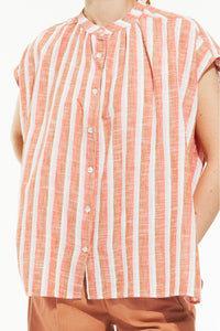 Ma Poesie striped Adele button up short sleeved shirt.