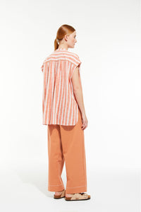 Ma Poesie striped Adele button up short sleeved shirt.