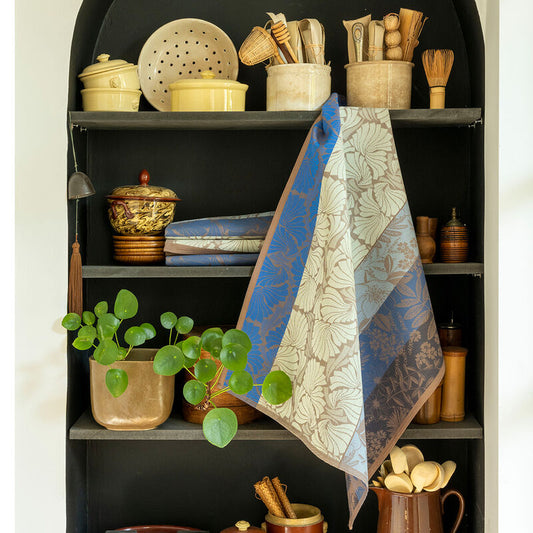 Le Jacquard Francais pure cotton jacquard weave made in France tea towel Cottage blue.
