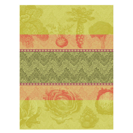 Le Jacquard Francais jardins des choux cabbages pure cotton tea towel in green.