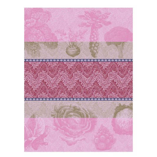 Le Jacquard Francais jardins des choux cabbages pure cotton tea towel in pink.