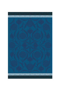 Made in France cotton tea towel garlic l'ail in blue, Le Jacquard Francais.