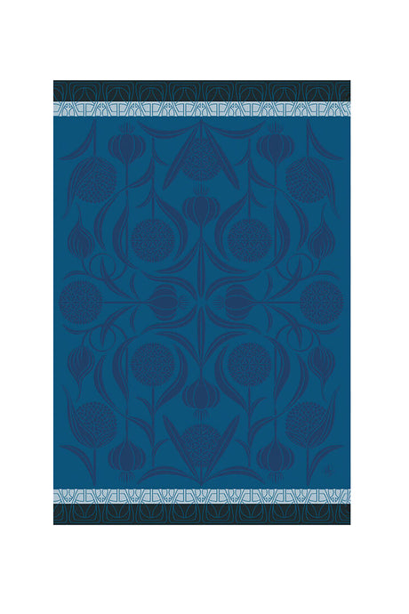 Made in France cotton tea towel garlic l'ail in blue, Le Jacquard Francais.