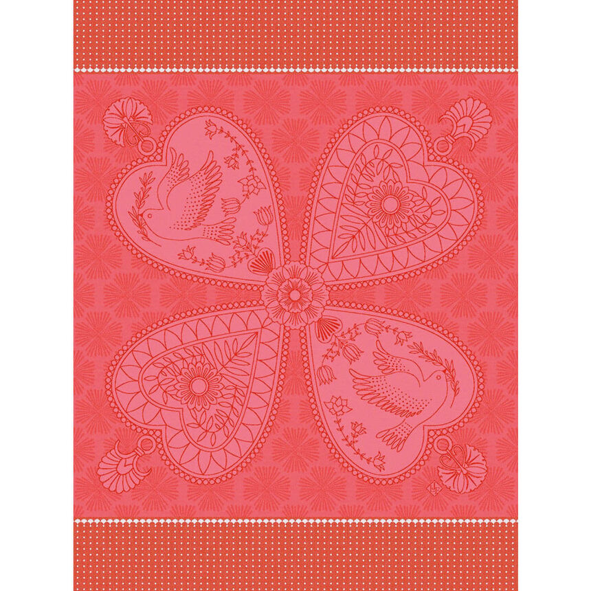 Le Jacquard Français tea towel - Peace and love red