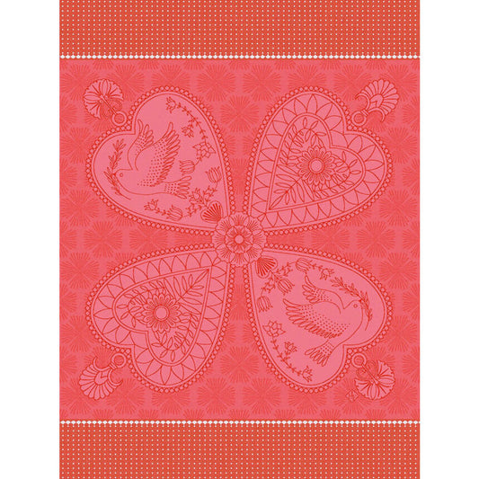 Le Jacquard Français tea towel - Peace and love red