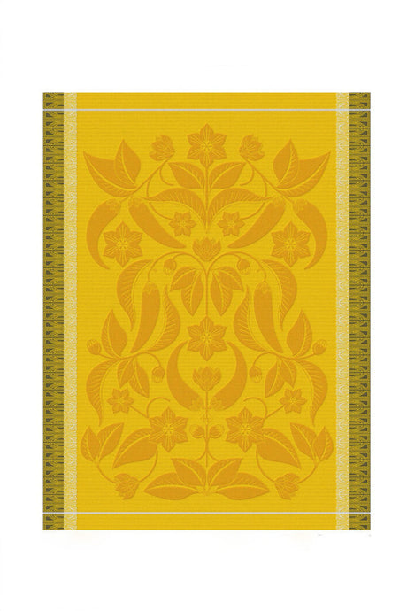 Le Jacquard Francais pure cotton jacquard weave made in France tea towel Piments yellow.