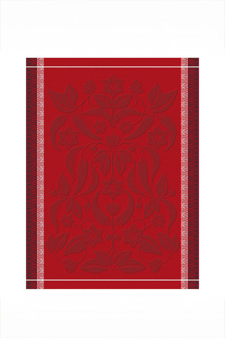 Le Jacquard Francais made in France cotton tea towel Piments in red.