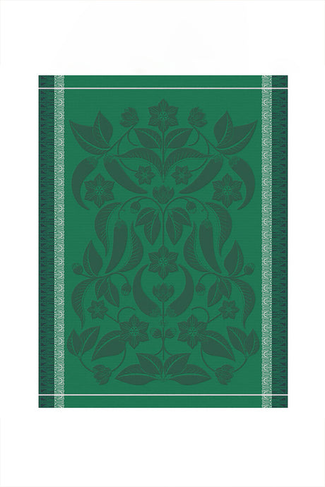 Made in France cotton tea towel piments in green, Le Jacquard Francais.