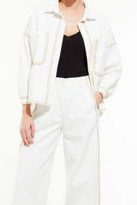 Ma Poesie 100% cotton one size jacket Jacky Dune in natural white.