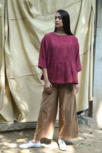 Load image into Gallery viewer, DVE Collection one size Padma top in handloom ruby red silk.