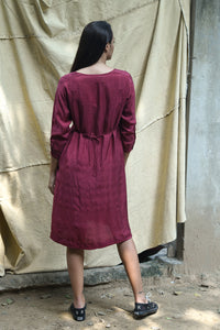 DVE Collection handloom silk Kali dress in ruby red.