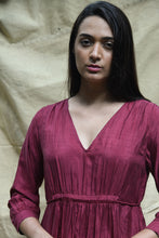 Load image into Gallery viewer, DVE Collection handloom silk Kali dress in ruby red.
